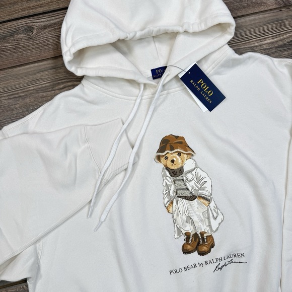 Polo Ralph Lauren Tops - Polo Ralph Lauren Women's Polo Winter Bear Fleece Hoodie Cream Size XL NWT